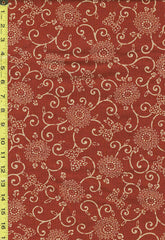 Japanese - Traditional - Tan Floral Scroll - KW-3615-1C - Brick - Last 2 1/2 Yards