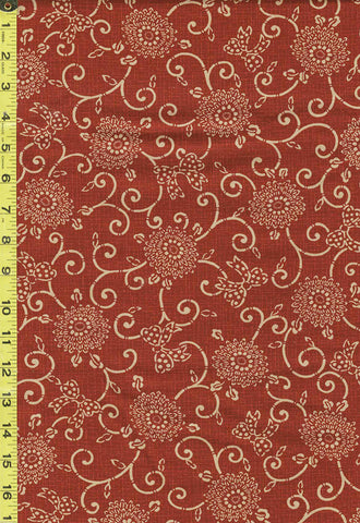 Japanese - Traditional - Tan Floral Scroll - KW-3615-1C - Brick
