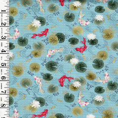 Asian - Kasumi - Small Colorful Koi & Lily Pads - MU-045-B2 - Aqua