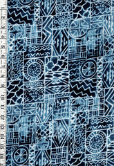 *Kitambaa - African looking Geometric Patchwork - Blue & Navy - Last 1 7/8 yards