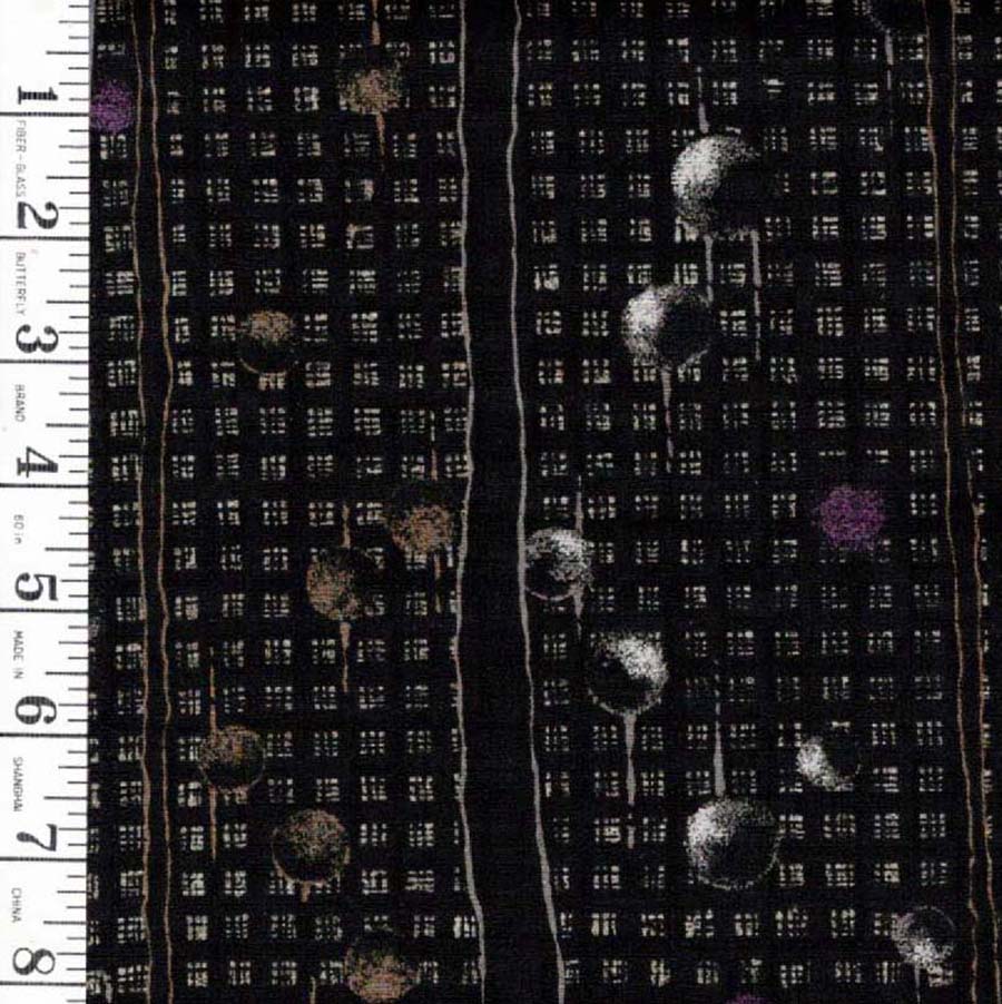 *Japanese - Kobayashi - Mini Squares & Floating Orbs - Charcoal - By the Half Yard