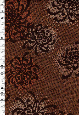 *Japanese - Kobayashi Mums with Faux Shibori - Dobby Weave - Brown - Last 1/2 yard