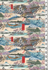 Japanese - Kokka Scenic Japanese Countryside with Mt. Fuji - Last 2 1/2 yards