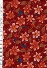 *Japanese - Kyoto Classic - Copper & Tan Flowers with Curly Stems - Copper - Last 1 yard