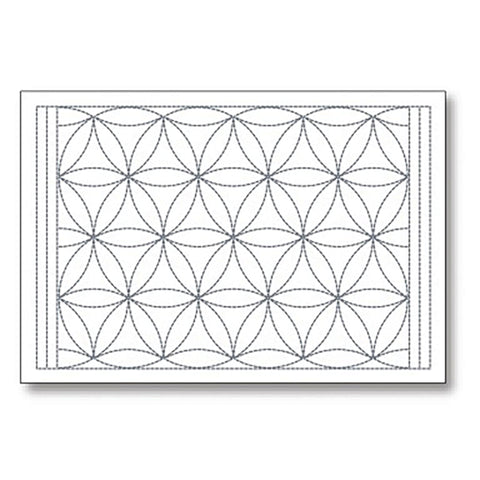Sashiko Placemat Sampler - L-1004 - Hana-guruma (Interlocking Petals) - White