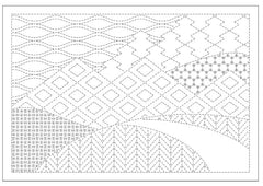 Sashiko Placemat Sampler - L-2011 - Mountain Range - Dark Navy