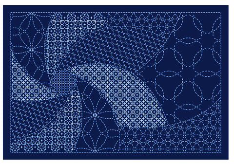 Sashiko Placemat Sampler - L-2010 - Hanamari - Dark Navy