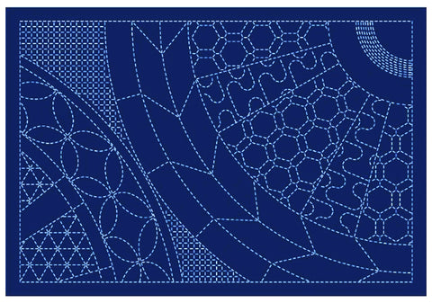 Sashiko Placemat Sampler - L-2014- Wheels - Dark Navy