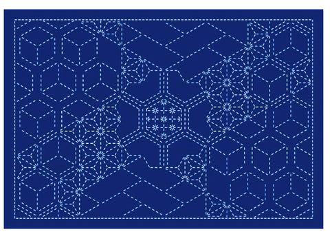 Sashiko Placemat Sampler - L-2015 - Hishi-Arare - Dark Navy