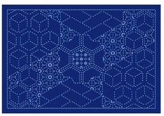 Sashiko Placemat Sampler - L-2015 - Hishi-Arare - Dark Navy
