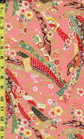 Japanese - Kokka Princess Heart - Colorful Floral Noshi Ribbons - LGA-21000-1B11-Pink - Last 1 1/2 yards