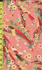 Japanese - Kokka Princess Heart - Colorful Floral Noshi Ribbons - LGA-21000-1B11-Pink - Last 1 1/2 yards