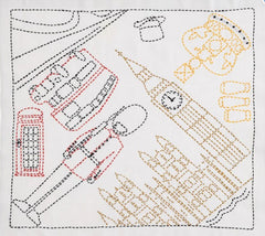 Sashiko World - England - Sampler Kit with Needle & Thread - London Sights (Ride on a Double-Decker Bus)