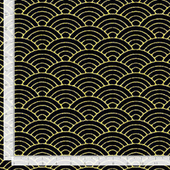 *Asian - LOTUS GARDEN - Small Japanese Seigaiha (Wave) - CM3670 - Black - By the Half Yard