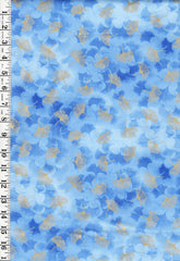 *Asian - Moonlight Collection - Floating Ginkgo - Tonal Blue & Gold Metallic - LOTUS-CM3985 - Blue - By the Half Yard
