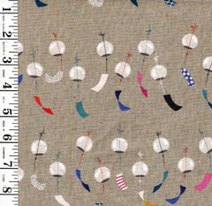 *Asian - Cotton & Steel - Floating Lanterns (2015) - Cotton-Linen - Gray - Last 1 yard