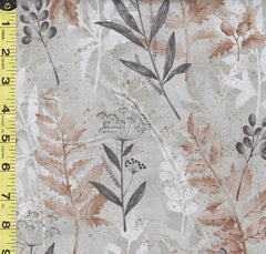 *Japanese - Yoko Saito Centenary Collection - Leafy Branches - CE-10523S-C - Gray & Brown