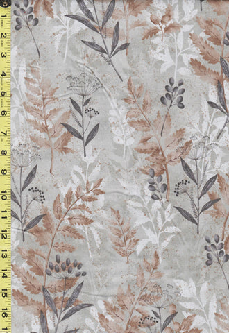 *Japanese - Yoko Saito Centenary Collection - Leafy Branches - CE-10523S-C - Gray & Brown