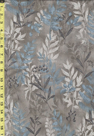*Japanese - Yoko Saito Centenary Collection - Leafy Branches - CE-10523S-D - Gray & Blue