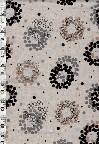 Japanese - Lecien - Floating Circle Dots - Cotton-Linen - Natural - Last 1/2 yard