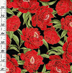 *Asian - LOTUS GARDEN - Peony Garden - CM3663 - Black - By the Half Yard