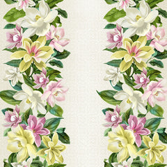 *Tropical - Maywood Studios - Lanai Floral Border Stripe - MASD10221-E - Cream