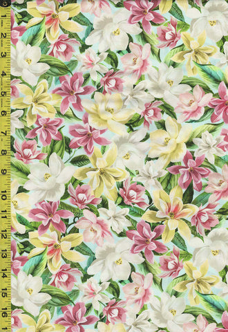 *Tropical - Maywood Studios - Lanai Pretty Compact Floral - MAS10222-Q - Aqua
