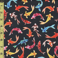 *Tropical - Small Colorful Koi - DCX10596 - Black