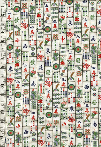 *Asian - Mahjong Tiles - FUN-CD4816 - Cream - By the Half Yard