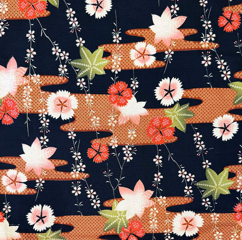 Furoshiki - Japanese Wrapping Cloth - Floating Maple Leaves & Blossoms - ONE ONLY