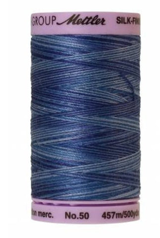 Mettler Cotton Sewing Thread - 50wt - 547 yd/ 500M - Variegated - 9812 Evening Blue