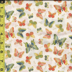 Asian - Michiko Small Colorful Butterflies - 2334-Q - Cream - Light Beige