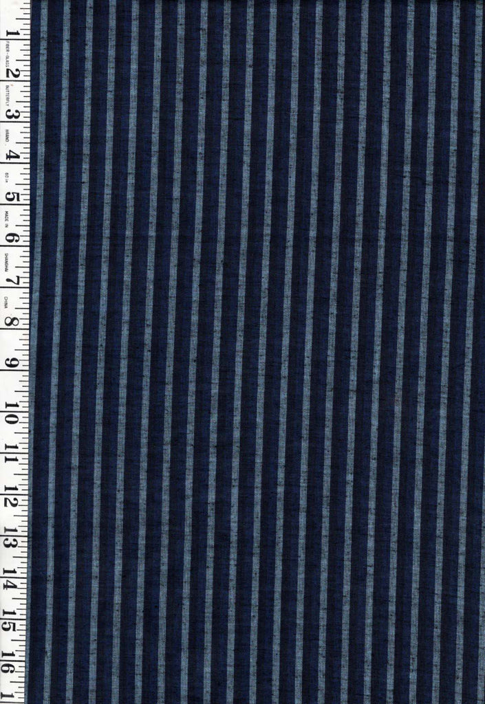 1034 - Vintage Woven Mini Stripe - Japanese Tsumugi cotton fabric - Dark Navy, Indigo, Gray - By the Half Yard