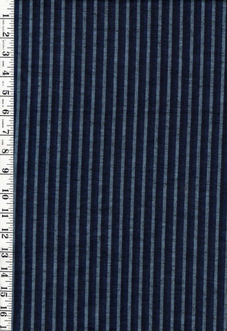 1034 - Vintage Woven Mini Stripe - Japanese Tsumugi cotton fabric - Dark Navy, Indigo, Gray - By the Half Yard