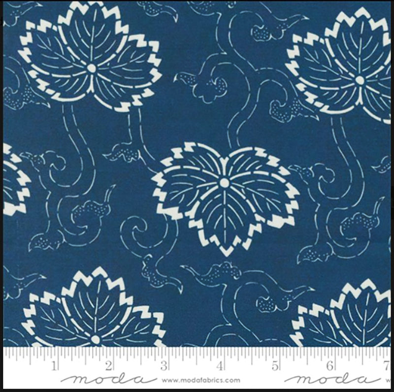 *Japanese - Moda Indigo Blooming - Hasu Leaf - 48091-13 - Navy - ON SALE - Save 20% - By the Yard