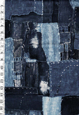 Asian - Moda - Boro & Sashiko Looking Patchwork - 32900 - Indigo - Last 2 1/8 yards