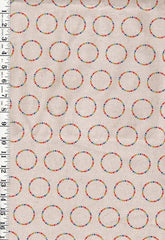 Asian - Small Dots in Colorful Rainbow Circles - Cotton-Linen - Natural - Last 1 yard