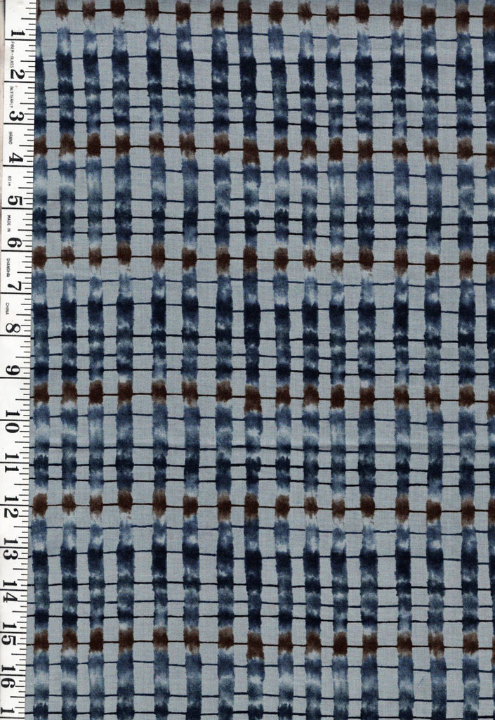 *Moda - Janet Clare - Hearty Good Wishes - Abstract Square Columns - Blue & Brown - # 1353 - Last 1 yard