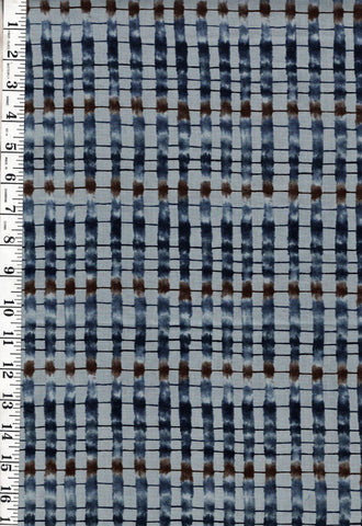 *Moda - Janet Clare - Hearty Good Wishes - Abstract Square Columns - Blue & Brown - # 1353 - Last 1 yard