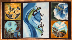 *Asian - TWELVE MOONS - Scenic Asian PANEL - 9604 - Brown - Blue - Last One