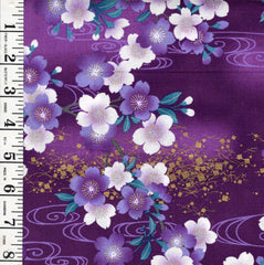 *Japanese - Naka Cherry Blossoms & River Swirls - N-2900-2D - Purple - By the Half Yard
