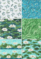 Northcott - Dragonfly-Tranquil Waters - 3 Yard BUNDLE ASSORTMENT SPECIAL - SAVE 20% - 6 - 1/2 Half Yard Cuts