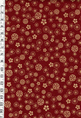 Japanese - Naka Floating Cherry Blossoms & Floral Medallions - B-1000-20D - Brick - By the Half Yard