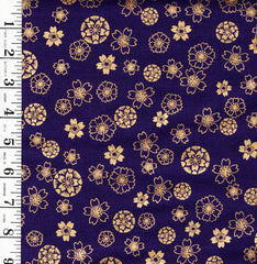 Japanese - Naka Floating Cherry Blossoms & Floral Medallions - B-1000-20C - Purple - By the Half Yard