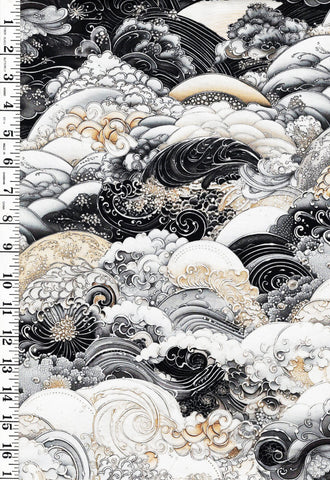 *Asian - Nami Stylized Crested Waves - WIDE BACK (108