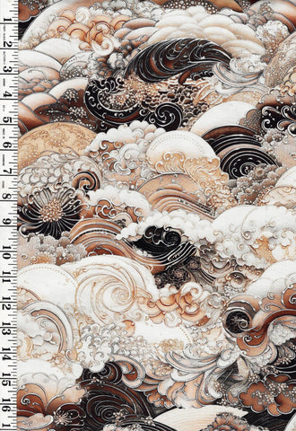 *Asian - Nami Stylized Crested Waves - WIDE BACK (108