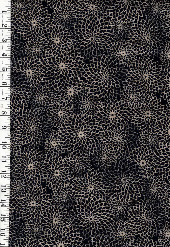 *Japanese - Quilt Gate Rustic Homespun - Compact Stylized Mums - Indigo - Last 1 1/2 yards