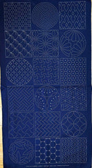 Sashiko Pre-printed Panel - Crests & Japanese Motif Blocks - Z-106-B - Navy