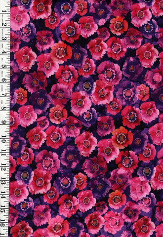 *Fabric Art - Northcott Dragonfly Dance -  Compact Pretty Flowers- DP27503-85 - Multi-Colors - By the Half Yard