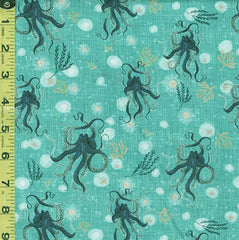 *Tropical - Whale Tales - Octopus & Seaweed - WT-52100D-3 - Sea Green